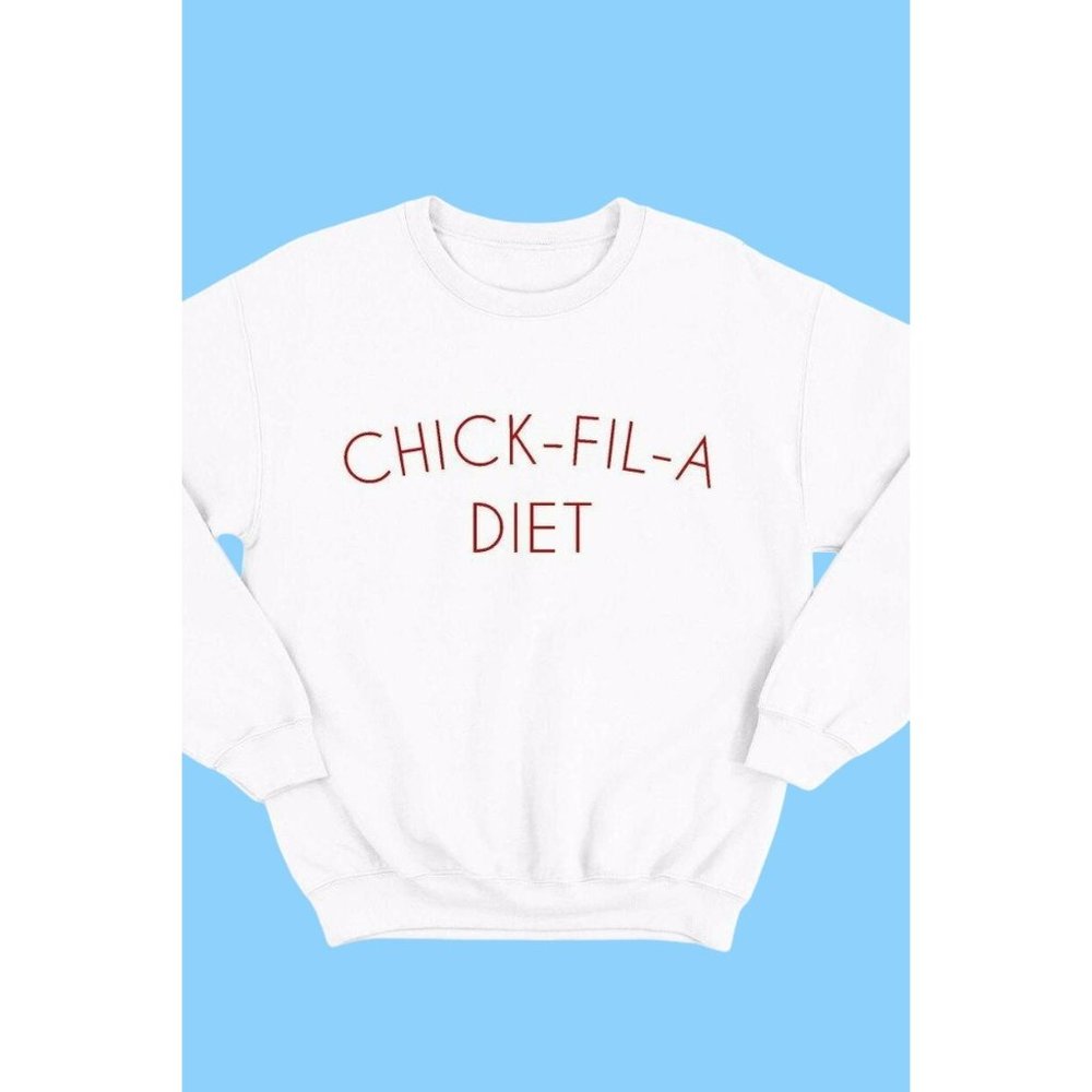 Alphia Chick Diet Graphic Long Sleeve Sweatshirt White Size Small NWT